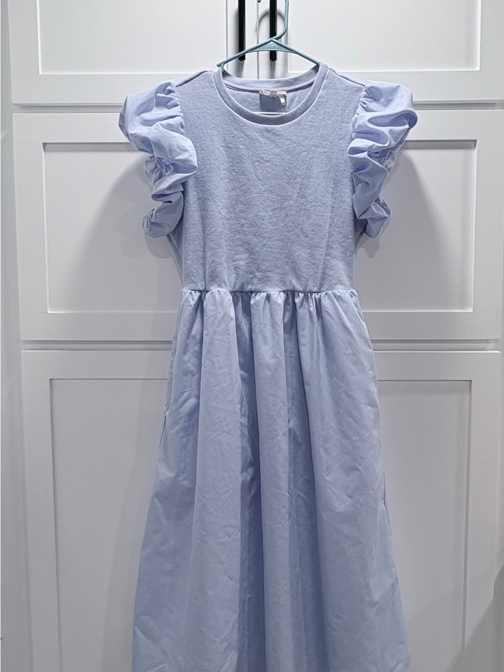 entro Light Blue Puff Sleeve Maxi Dress